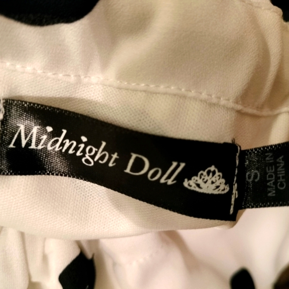 Midnight Doll White/Black Polka Dots Dress Romper Size S NWT - Picture 5 of 7